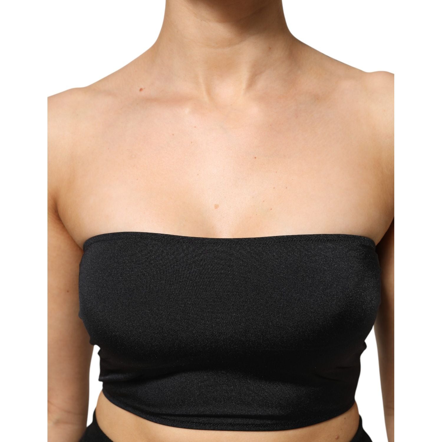 Dolce & Gabbana Black Nylon Blend Bandeau Strapless Tube Top