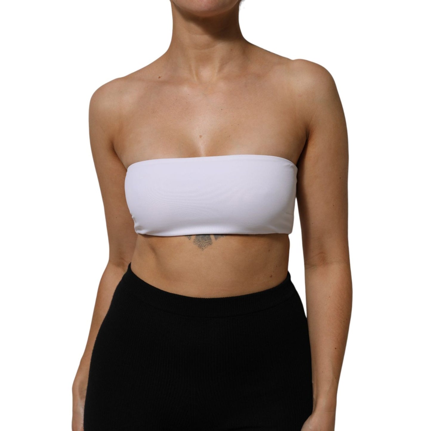 Dolce & Gabbana White Nylon Blend Bandeau Strapless Tube Top Dolce & Gabbana