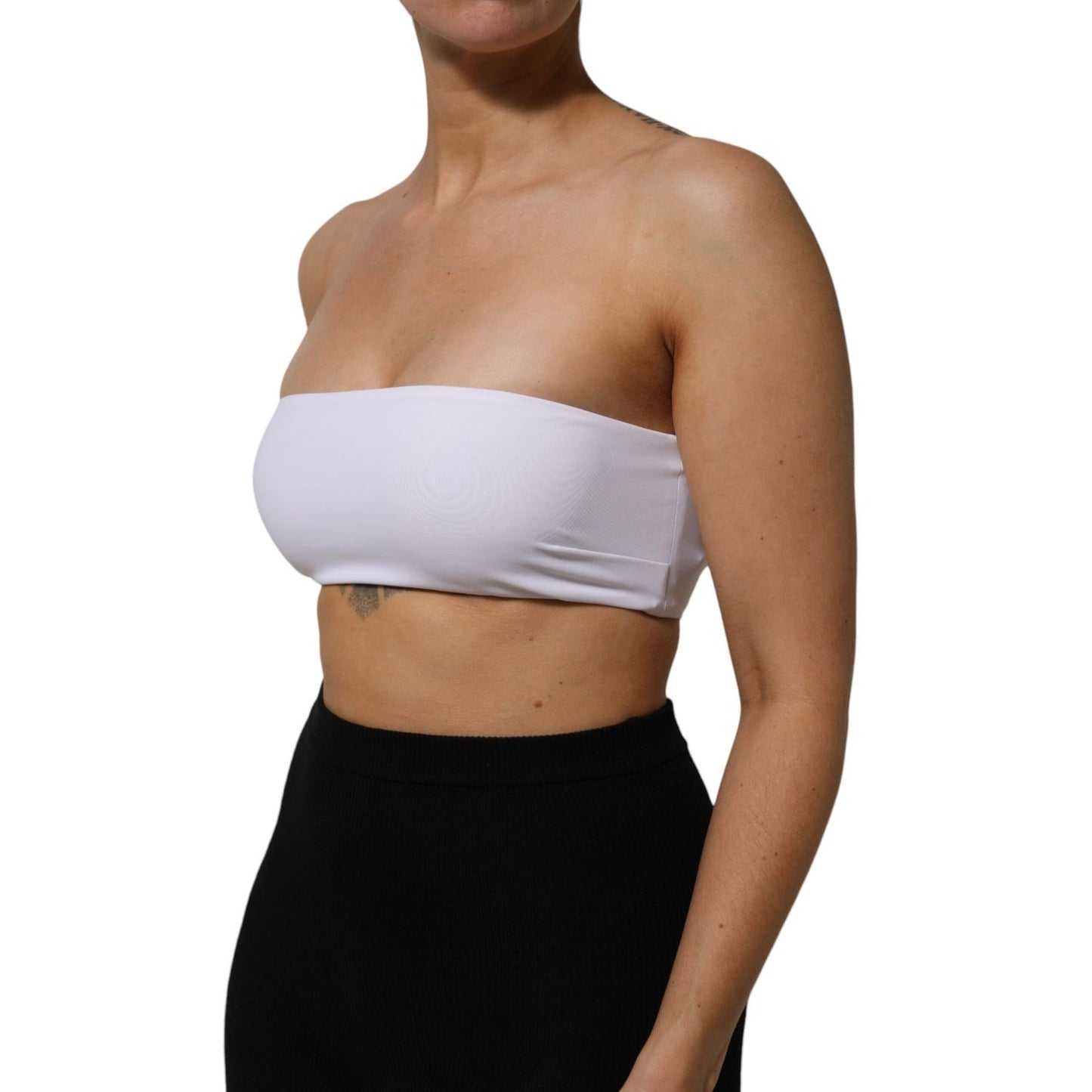Dolce & Gabbana White Nylon Blend Bandeau Strapless Tube Top Dolce & Gabbana