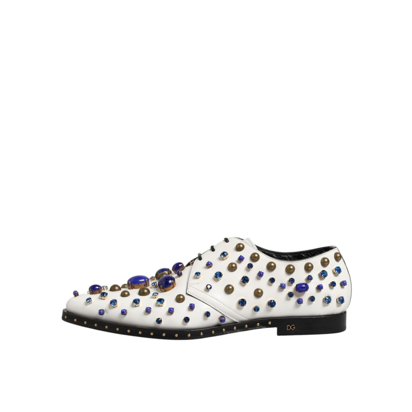 Dolce & Gabbana White Leather Crystals Embellished Dress Shoes Dolce & Gabbana