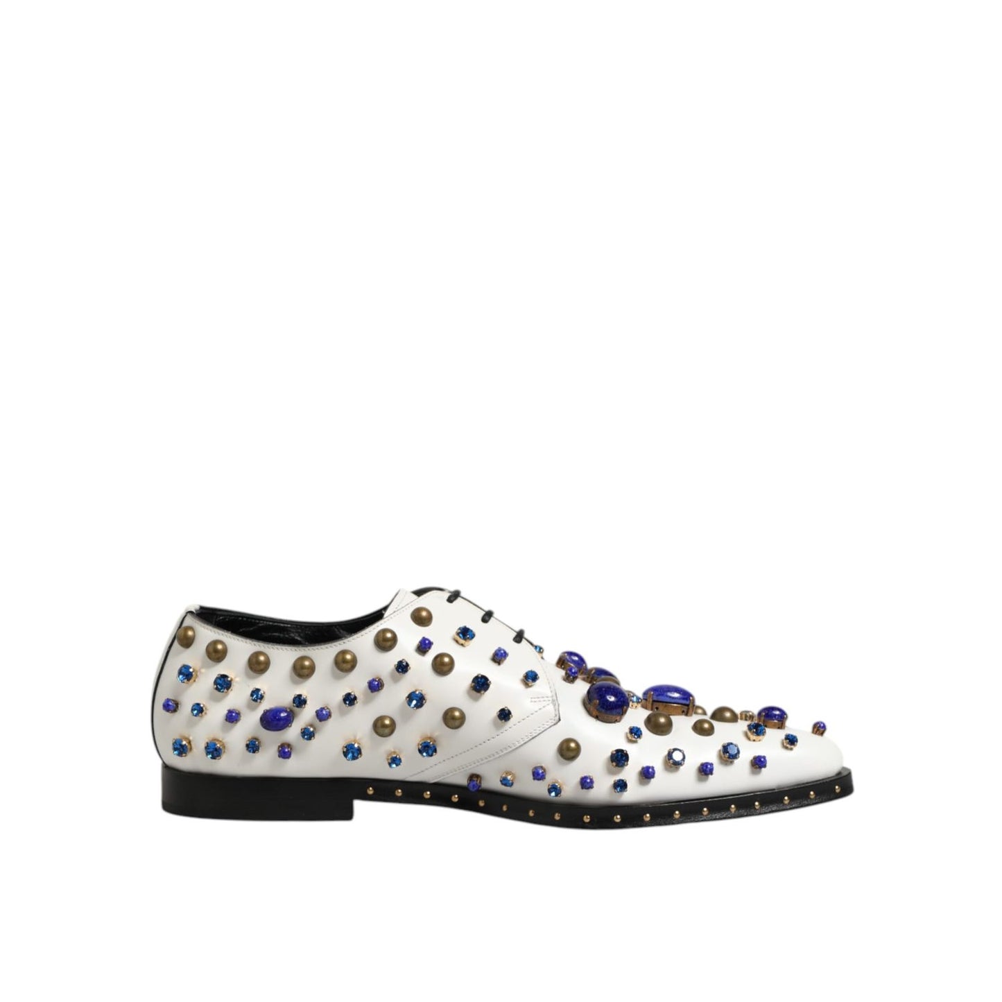Dolce & Gabbana White Leather Crystals Embellished Dress Shoes Dolce & Gabbana