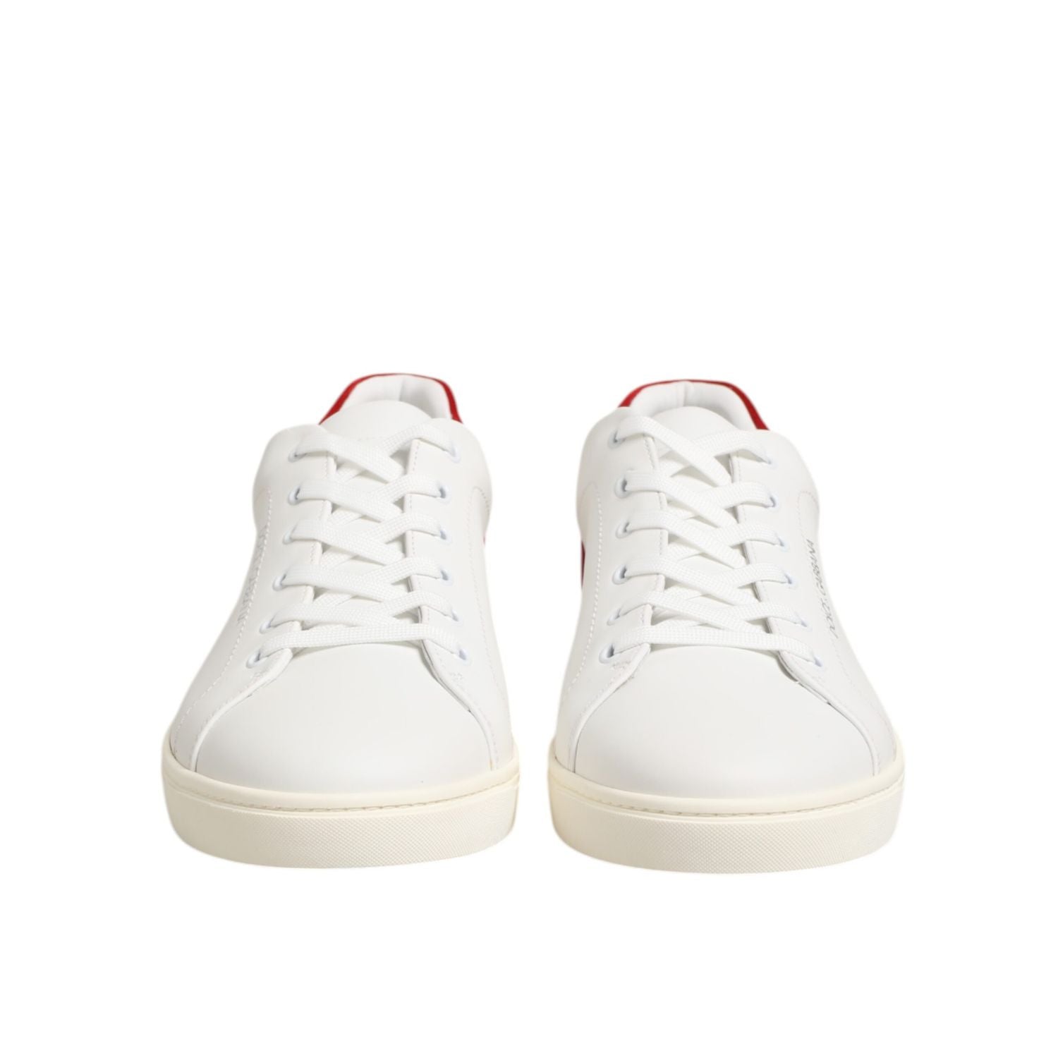 Dolce & Gabbana White Red Leather Low Top Men Sneakers Shoes