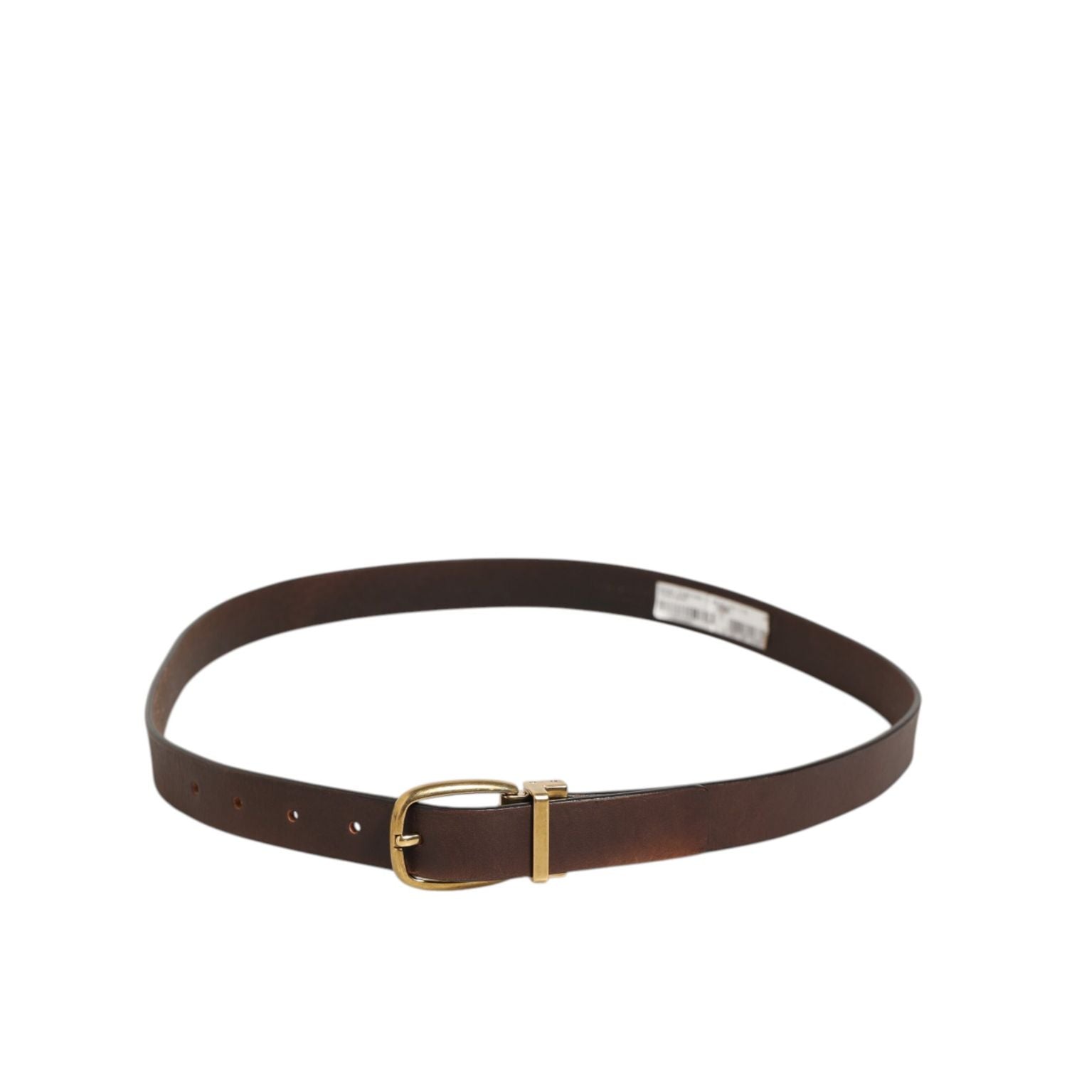 Dolce & Gabbana Brown Classic Gold Metal Logo Buckle Men Belt