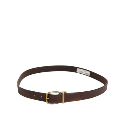 Dolce & Gabbana Brown Classic Gold Metal Logo Buckle Men Belt Dolce & Gabbana