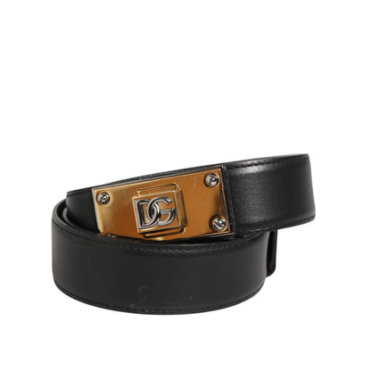 Dolce & Gabbana Black Leather Classic Metal Logo Buckle Belt Dolce & Gabbana