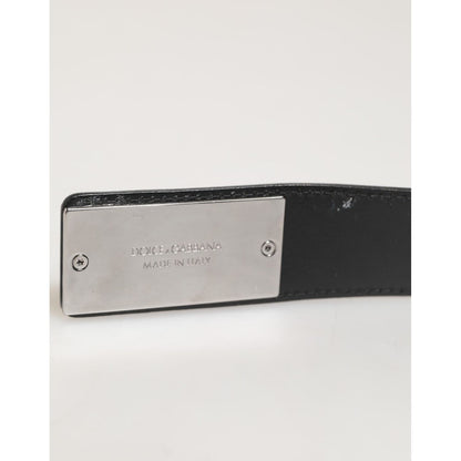 Dolce & Gabbana Black Leather Classic Metal Logo Buckle Belt Dolce & Gabbana