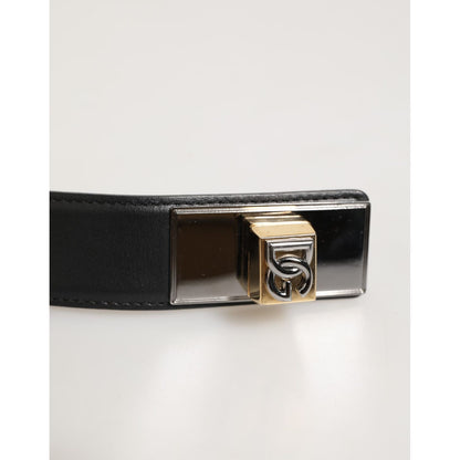 Dolce & Gabbana Black Leather Classic Metal Logo Buckle Belt Dolce & Gabbana