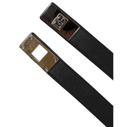 Dolce & Gabbana Black Leather Classic Metal Logo Buckle Belt Dolce & Gabbana