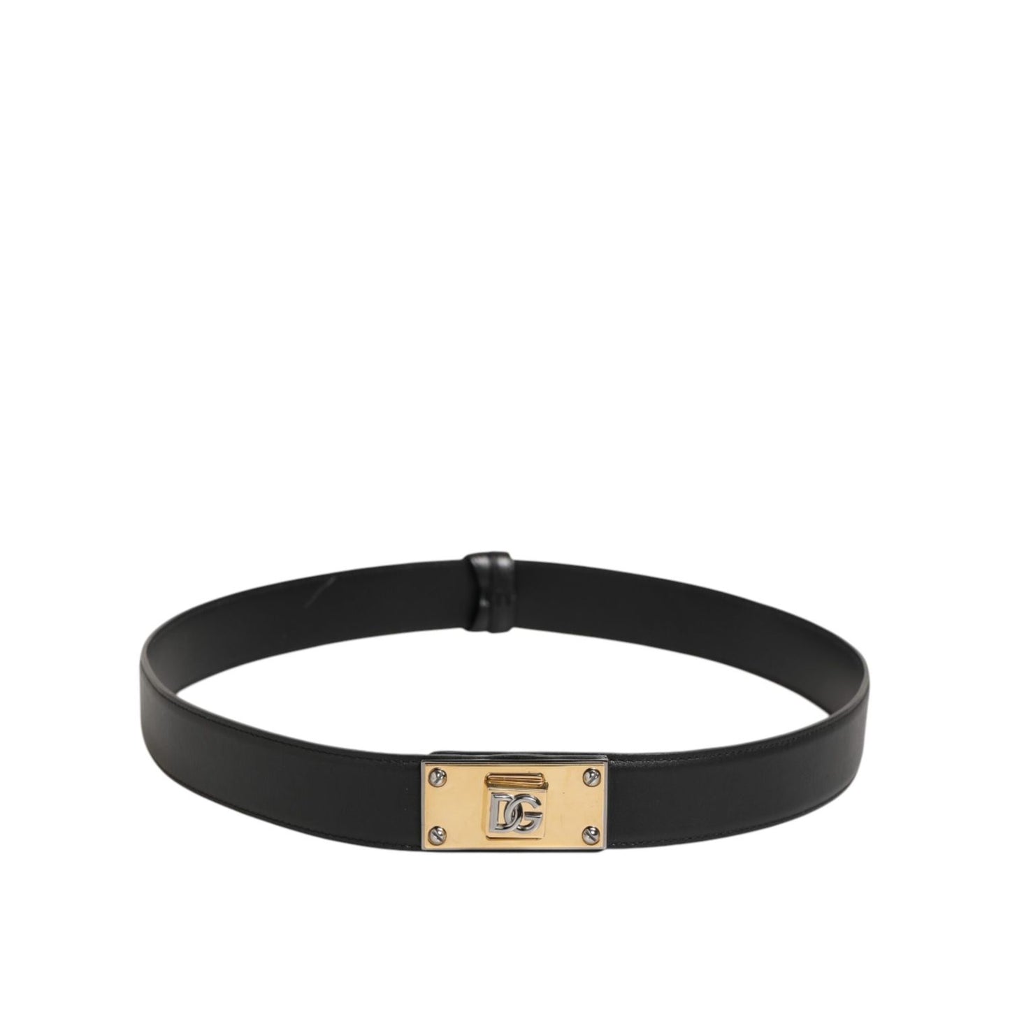Dolce & Gabbana Black Leather Classic Metal Logo Buckle Belt Dolce & Gabbana