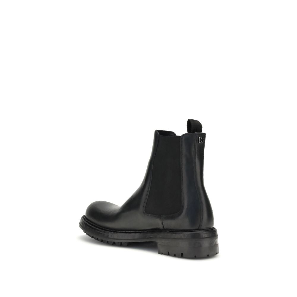 Dolce & Gabbana Black Calf Leather Bos Taurus Chelsea Boots Dolce & Gabbana