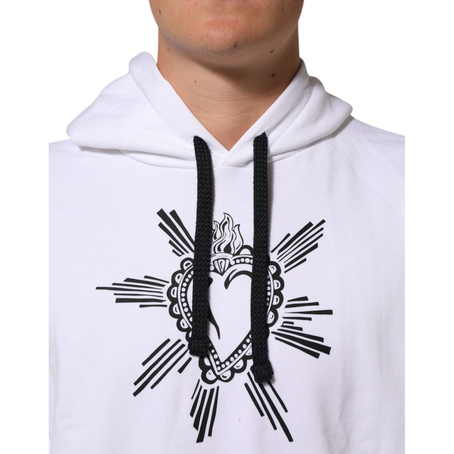 Dolce & Gabbana White Sacred Heart Hooded Sweatshirt Sweater Dolce & Gabbana