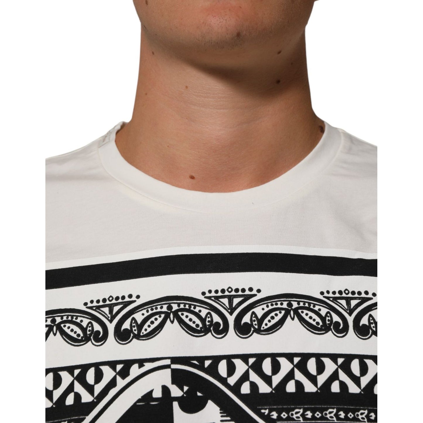 Dolce & Gabbana White Cotton Logo Bandana Print Men T-shirt Dolce & Gabbana