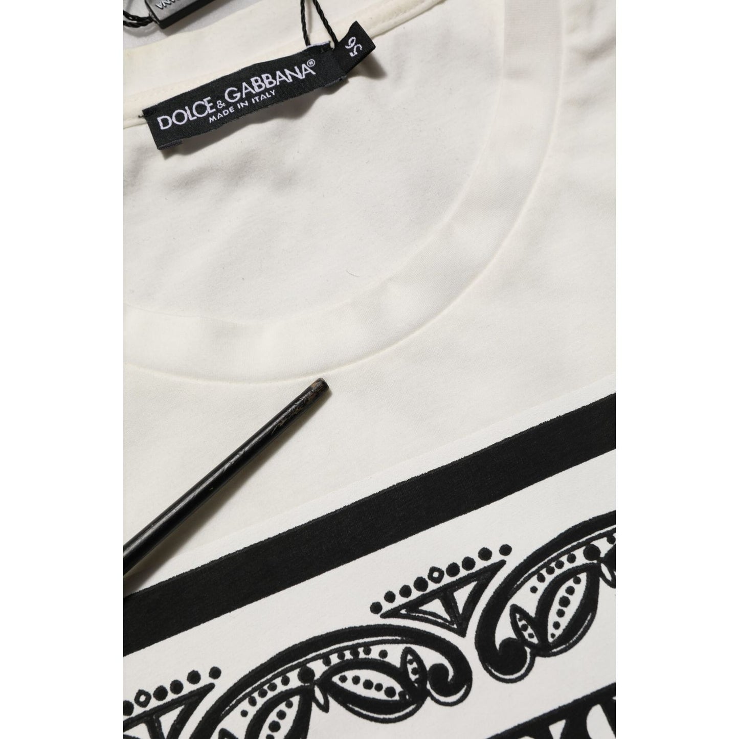 Dolce & Gabbana White Cotton Logo Bandana Print Men T-shirt Dolce & Gabbana