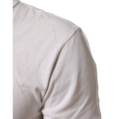 Dolce & Gabbana White Logo Print Cotton Crew Neck Men T-shirt Dolce & Gabbana