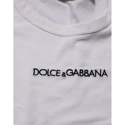 Dolce & Gabbana White Logo Print Cotton Crew Neck Men T-shirt Dolce & Gabbana