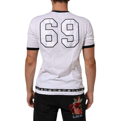 Dolce & Gabbana White Cotton Crown King Embroidery T-shirt Dolce & Gabbana