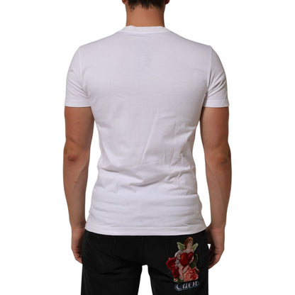Dolce & Gabbana White Cotton Logo Print Crew Neck Men T-shirt Dolce & Gabbana