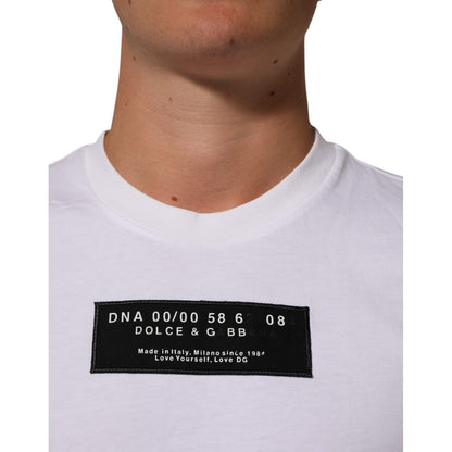 Dolce & Gabbana White Cotton Logo Print Crew Neck Men T-shirt Dolce & Gabbana