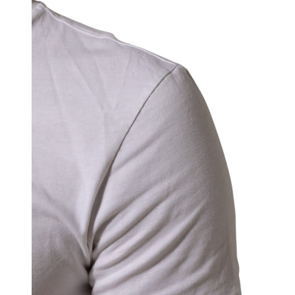 Dolce & Gabbana White Cotton Logo Print Crew Neck Men T-shirt Dolce & Gabbana