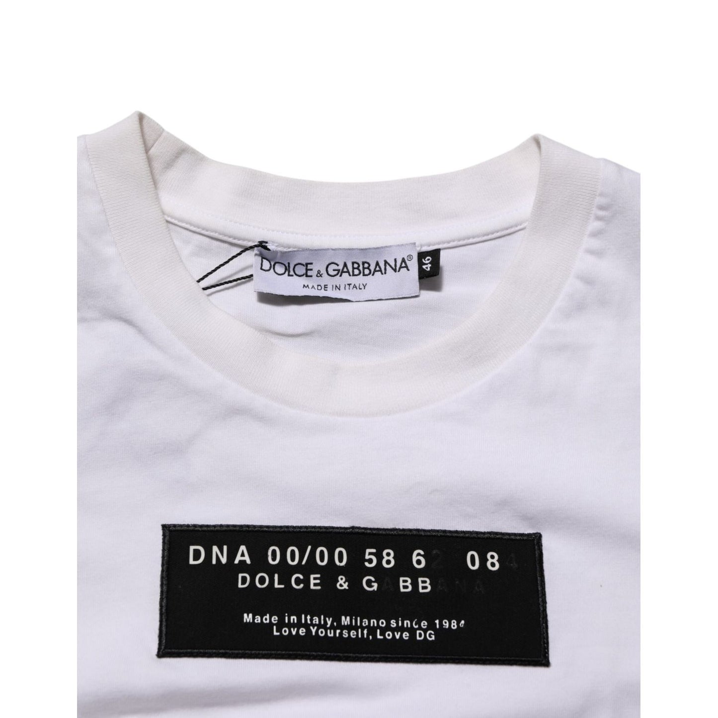 Dolce & Gabbana White Cotton Logo Print Crew Neck Men T-shirt Dolce & Gabbana