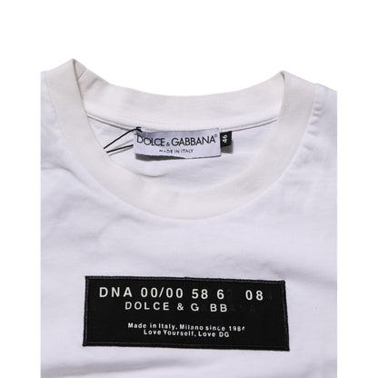 Dolce & Gabbana White Cotton Logo Print Crew Neck Men T-shirt Dolce & Gabbana