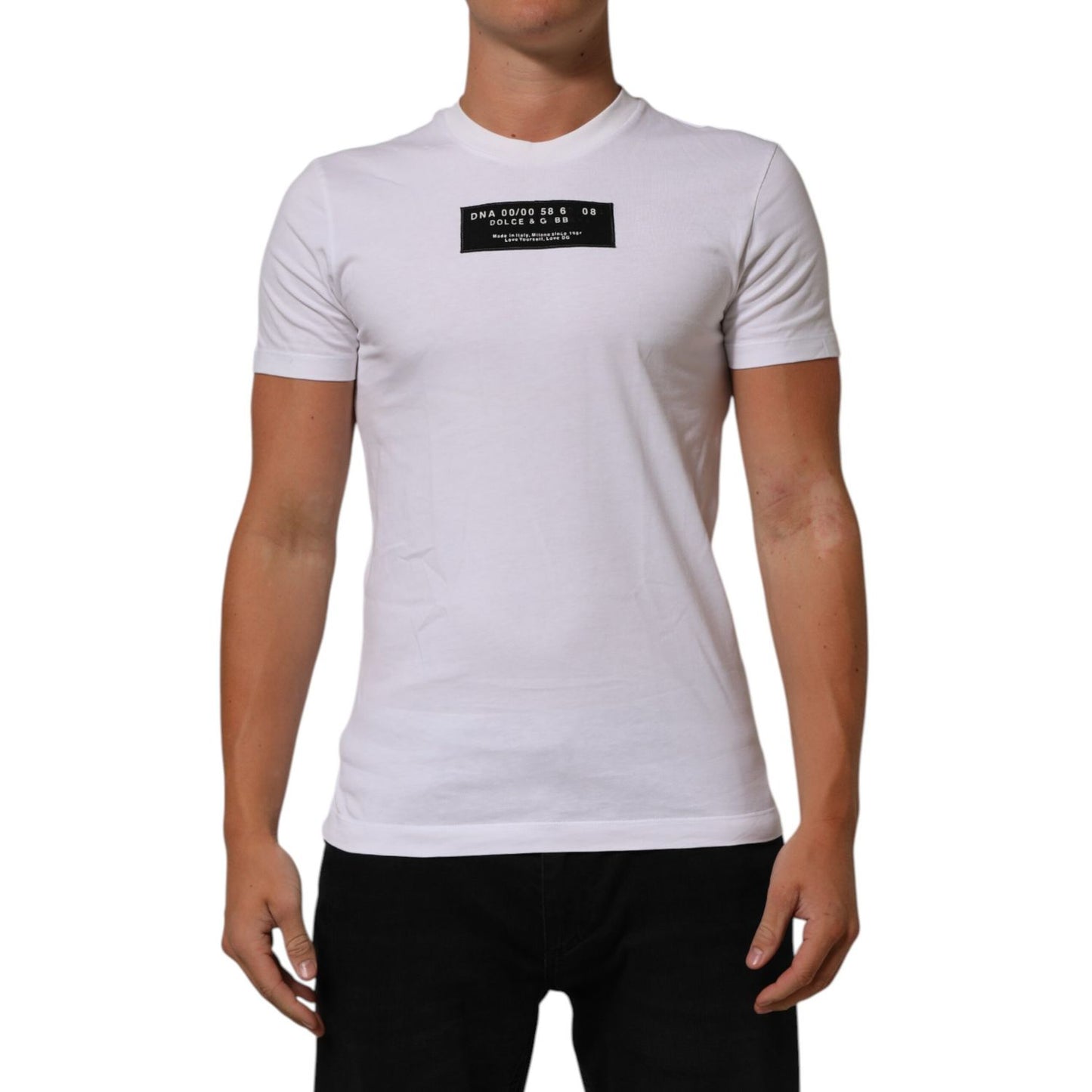 Dolce & Gabbana White Cotton Logo Print Crew Neck Men T-shirt Dolce & Gabbana