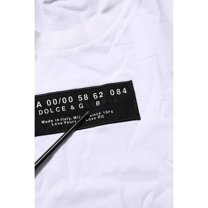 Dolce & Gabbana White Cotton Logo Print Crew Neck Men T-shirt Dolce & Gabbana