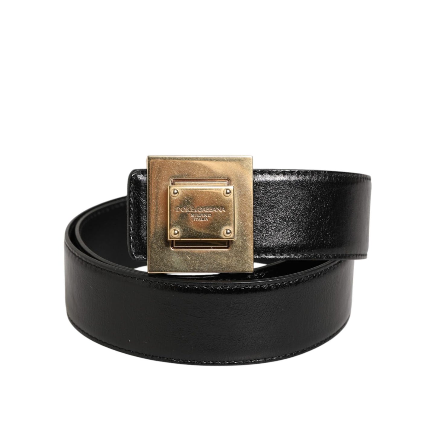 Dolce & Gabbana Black Leather Classic Metal Logo Buckle Belt Dolce & Gabbana