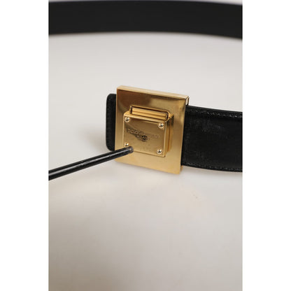 Dolce & Gabbana Black Leather Classic Metal Logo Buckle Belt Dolce & Gabbana