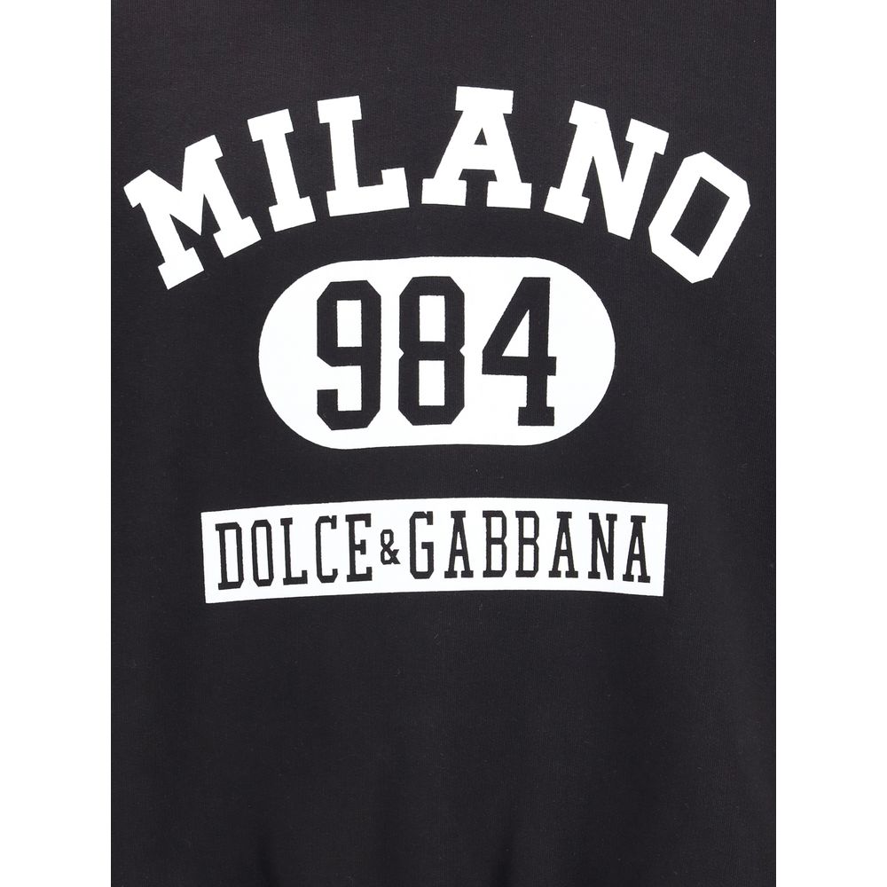 Dolce & Gabbana Black Cotton Sweatshirt Dolce & Gabbana