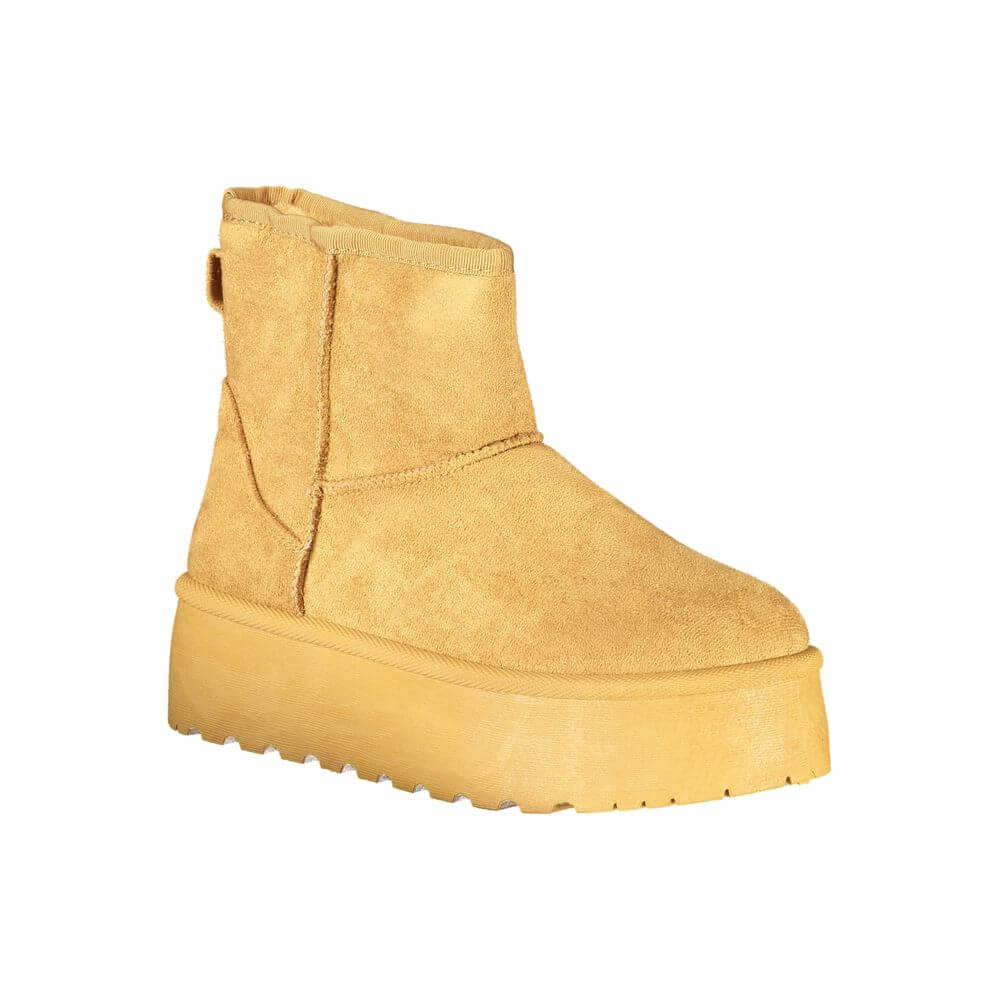 Laura Biagiotti Brown Polyester Women Boot with 4cm wedge for stylish comfort.