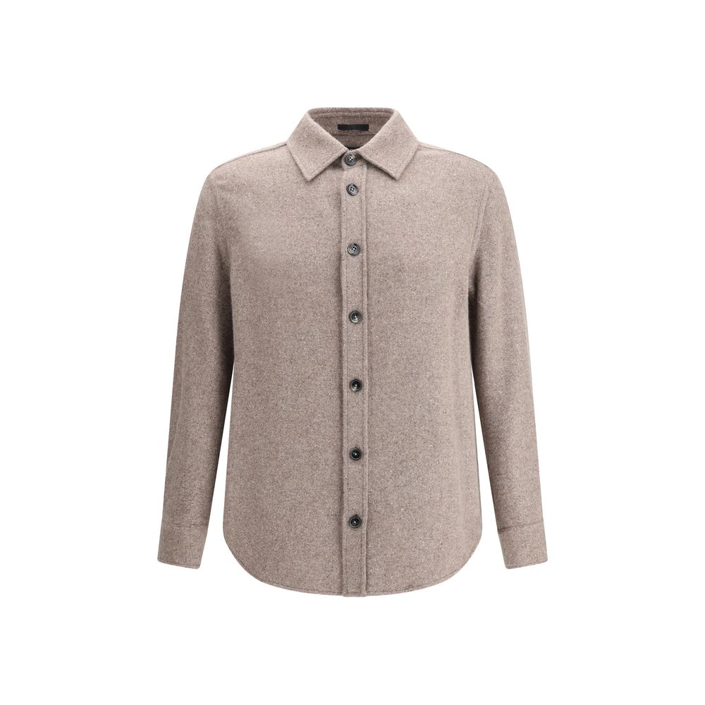ZEGNA Brown Cashmere Dress Shirt