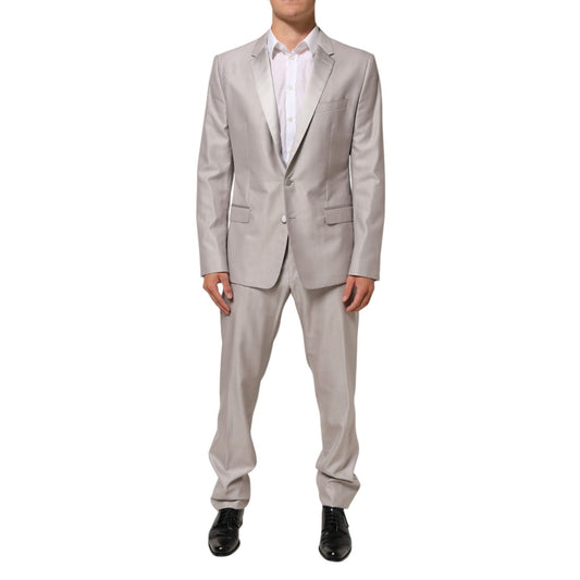 Dolce & Gabbana Light Gray Wool 2 Piece MARTINI Formal Suit