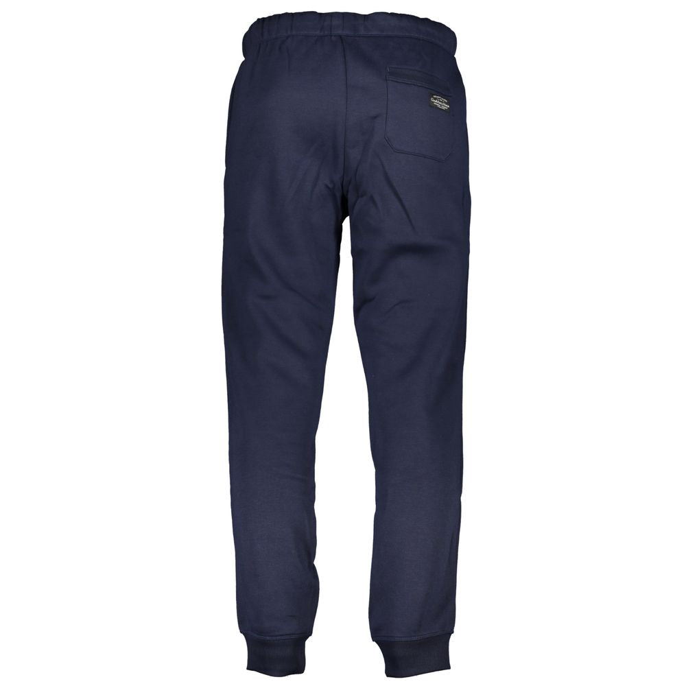 Gianmarco Venturi Blue Cotton Pant, sports trousers with fleece, elastic waist, ankle cuff, 3 pockets, embroidery, logo detail