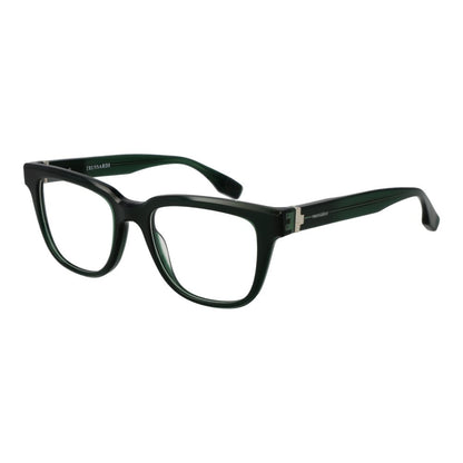 Trussardi Green Acetate Glasses (Frames) for Men, Full-Rim Rectangle Style, Spring Hinge, Branded Case Included