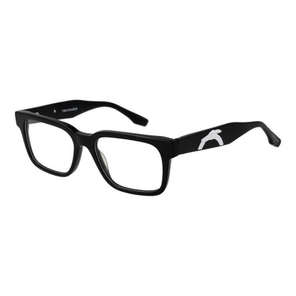 Trussardi Black Acetate Glasses (Frames) with full-rim rectangle style, unisex design, and acetate material. Includes branded case.