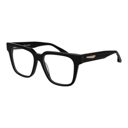 Trussardi Black Acetate Glasses (Frames) for women, full-rim square style with demo plastic lenses, includes branded case.