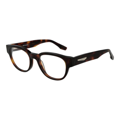 Trussardi Brown Acetate Glasses (Frames) with full-rim style, men's fashion accessory, and branded case.