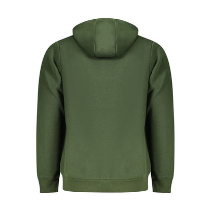 Back view of Norway 1963 Green Cotton Sweatshirt with hood and central pocket for men.