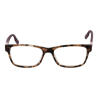 Converse Brown Plastic Glasses (Frames), full-rim rectangle style, 53-16-140 size, demo lenses, no spring hinge included, for women.