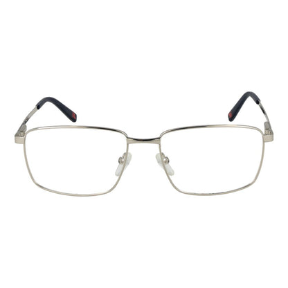 Fila Silver Stainless Steel Glasses (Frames) for men in silver with full-rim style. Rectangle frame made of stainless steel. Includes branded case.