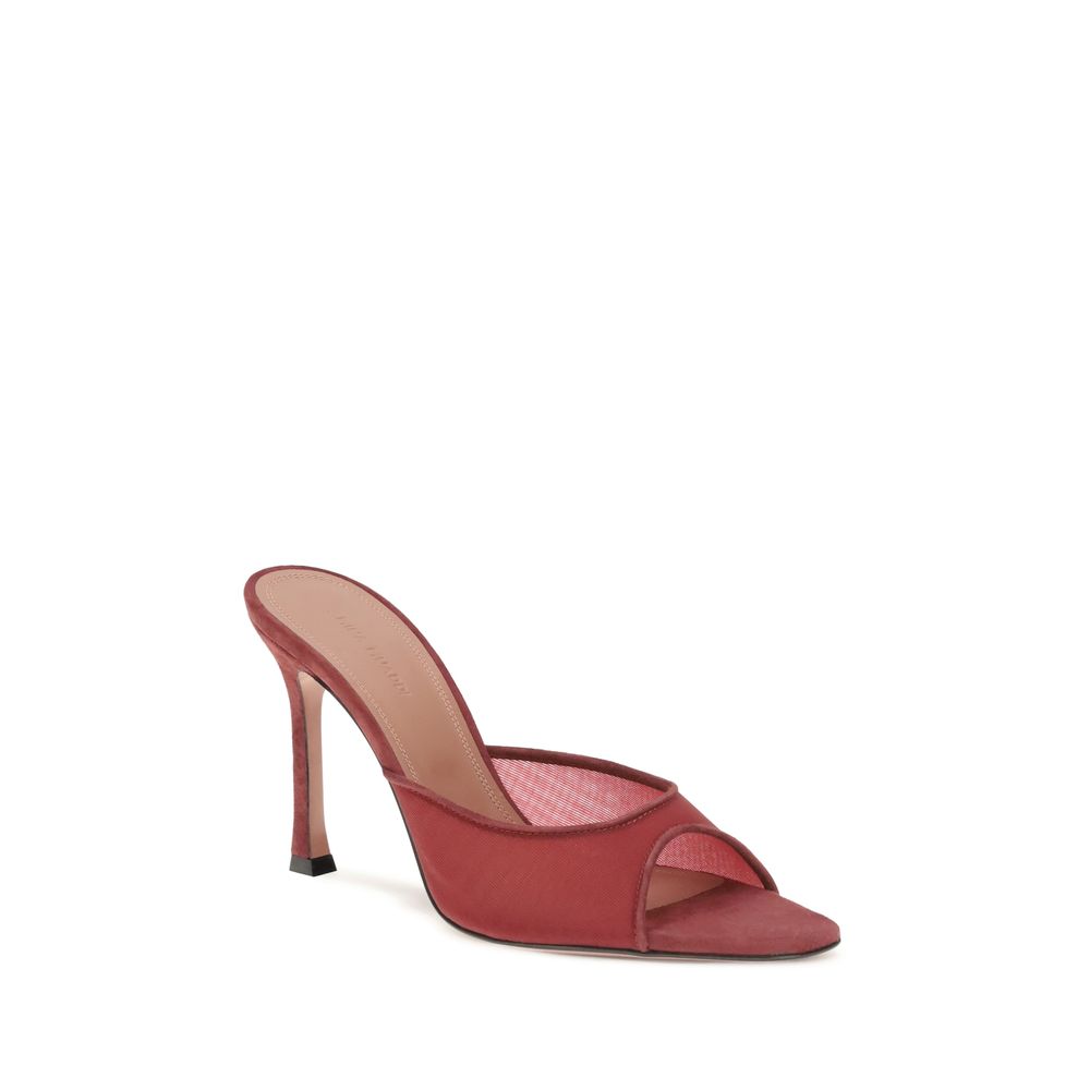 Amina Muaddi Red Polyester Stiletto Heel Sandals