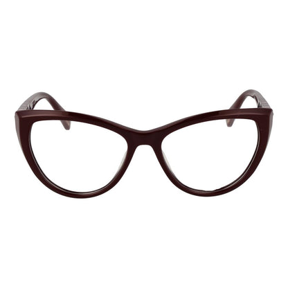 Police Burgundy Plastic Glasses (Frames) for women, full-rim cat eye style, burgundy frame, plastic material, includes branded case.