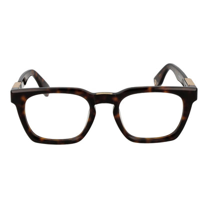 Police Brown Cellulose Acetate Glasses (Frames) with full-rim square style, demo lenses, and branded case for men.