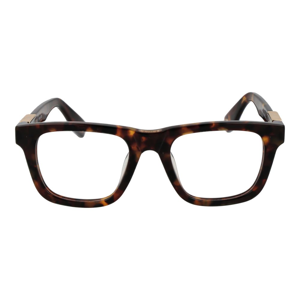 Police Brown Cellulose Acetate Glasses (Frames), full-rim, square style for men, featuring brown color and cellulose acetate material.