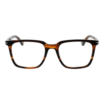 Police Brown Cellulose Acetate Glasses (Frames) for men, full-rim, square style, size 53-19-145, demo lenses, no extra features.
