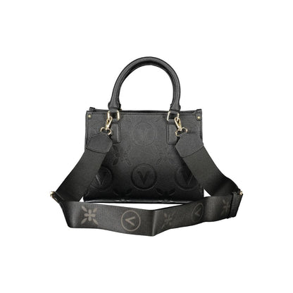 Mario Valentino Black Polyethylene Handbag with handles, adjustable straps, internal pockets, contrasting details, and zip closure.