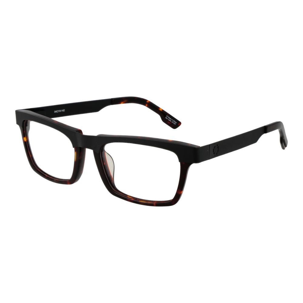 Spy Black Metal & Plastic Glasses (Frames), unisex full-rim rectangle style, black frame and demo lenses, 54-19-142 dimensions.