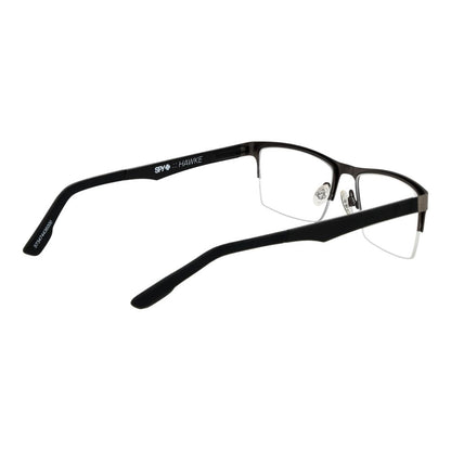 Spy Gray Plastic Glasses (Frames) half-rim gunmetal men's eyeglasses with demo lenses, rectangle style, and spring hinge feature.