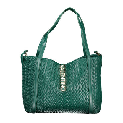 Alt Tag: Mario Valentino Green Polyethylene Handbag with two handles and internal pocket